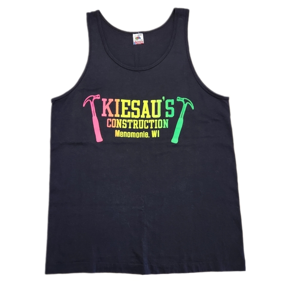 Vintage 90s Tank Top Single Stitch Neon Fruit Of The Loom Label Tag - Picture 1 of 5